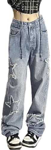 パンツ Gradient Wide Denim Pants Y2K Pants AULKEEP Womens Star Print Baggy Jeans Y2K Gradient Jeans Causal